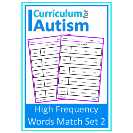High Frequency Words Match (Set 2)